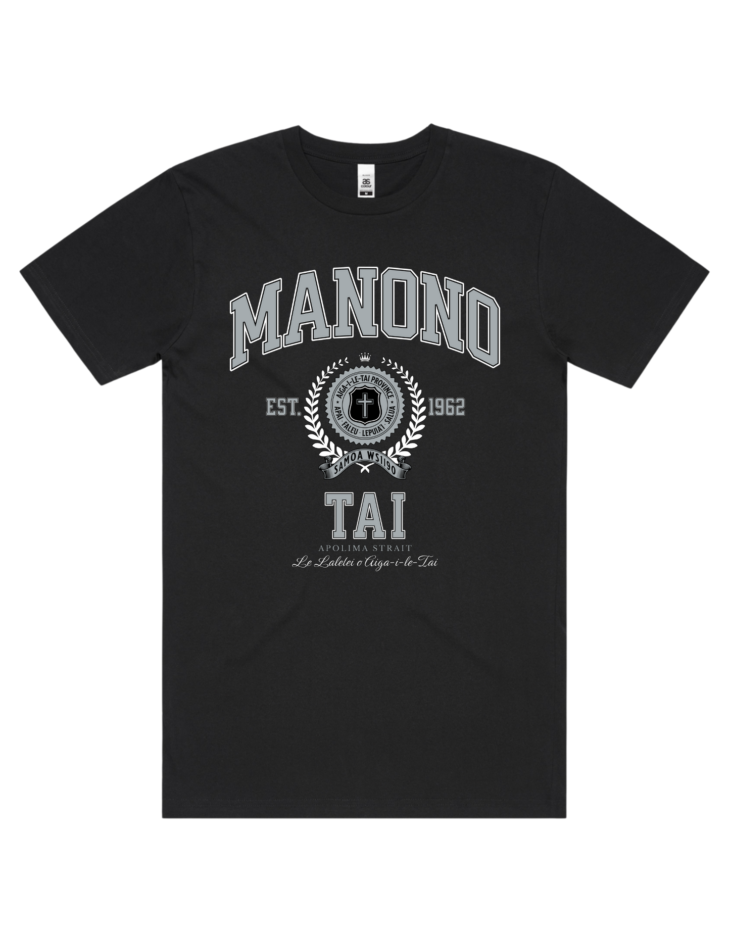 Manono Tai Varsity Tee 5050 - AS Colour - Silver Print