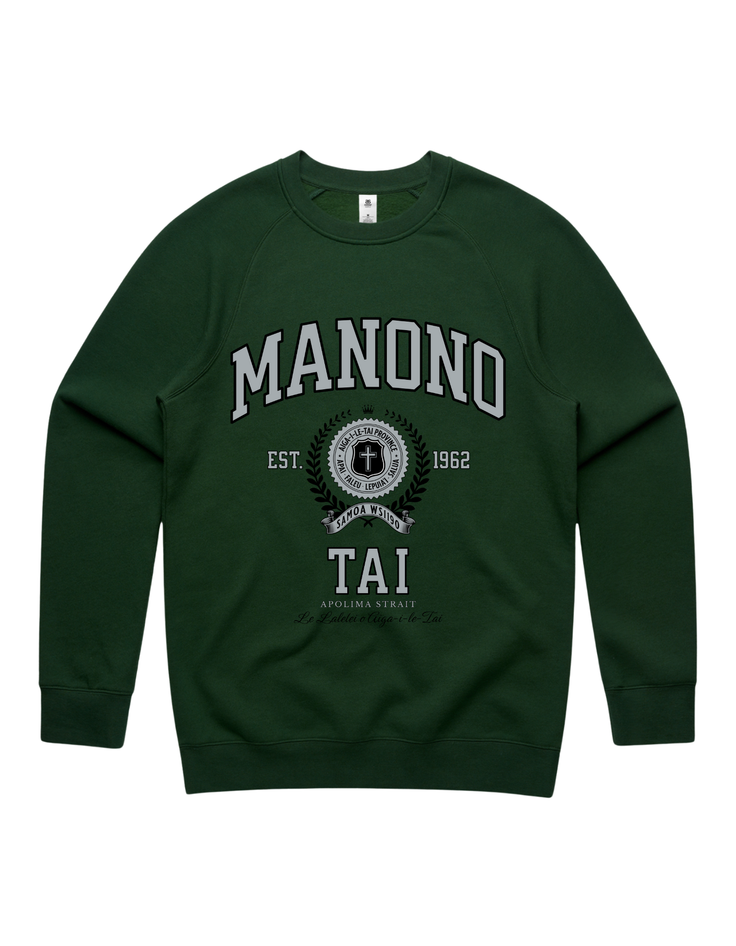 Manono Tai Varsity Crewneck 5100 - AS Colour - Silver Print