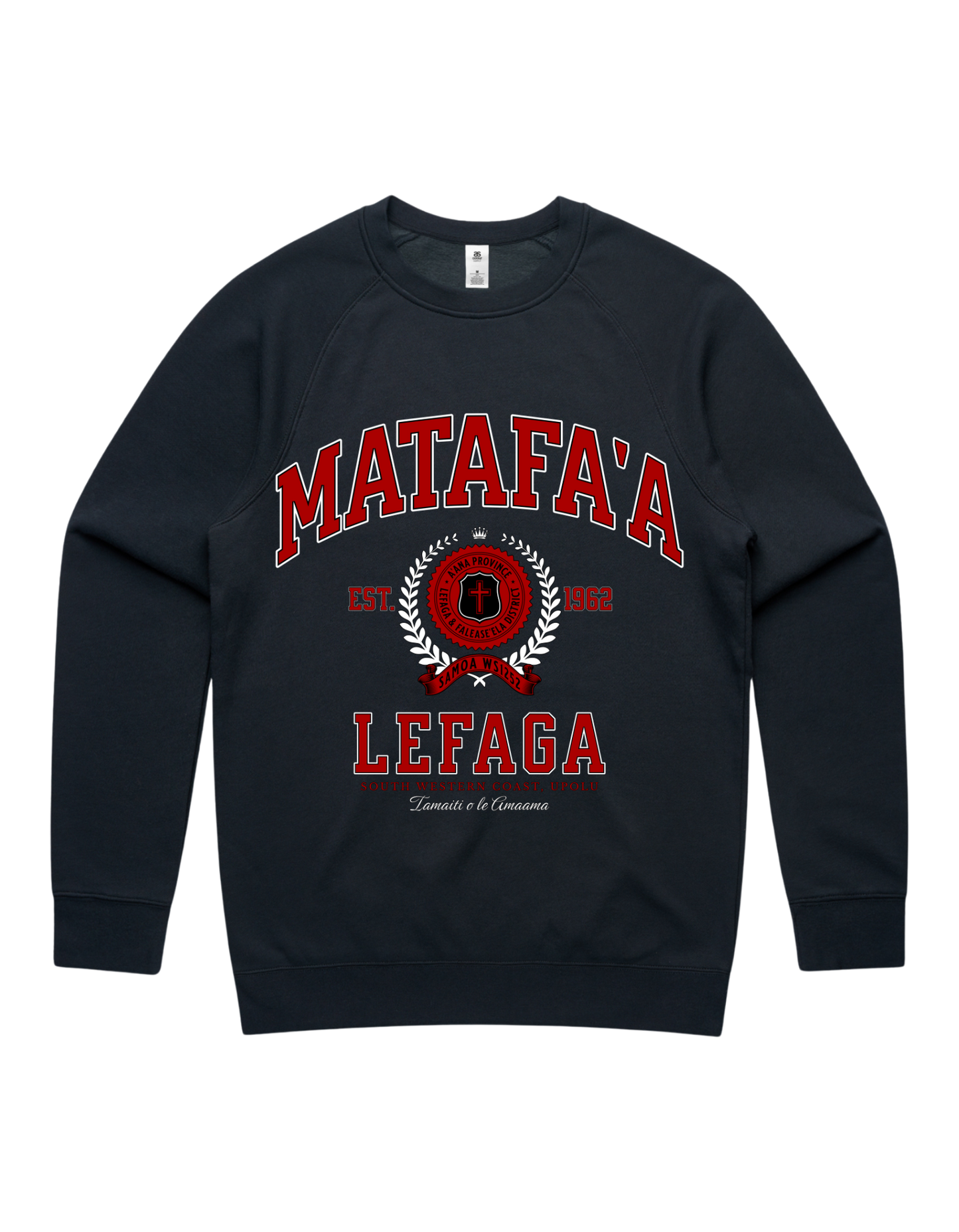 Matafa'a Lefaga Varsity Crewneck 5100 - AS Colour - Red Print