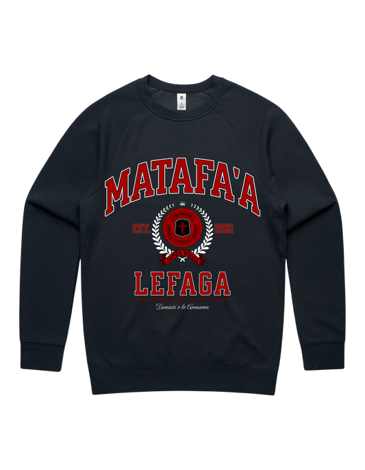 Matafa'a Lefaga Varsity Crewneck 5100 - AS Colour - Red Print