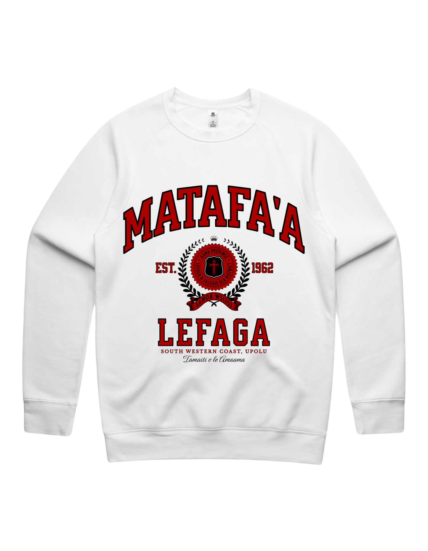 Matafa'a Lefaga Varsity Crewneck 5100 - AS Colour - Red Print