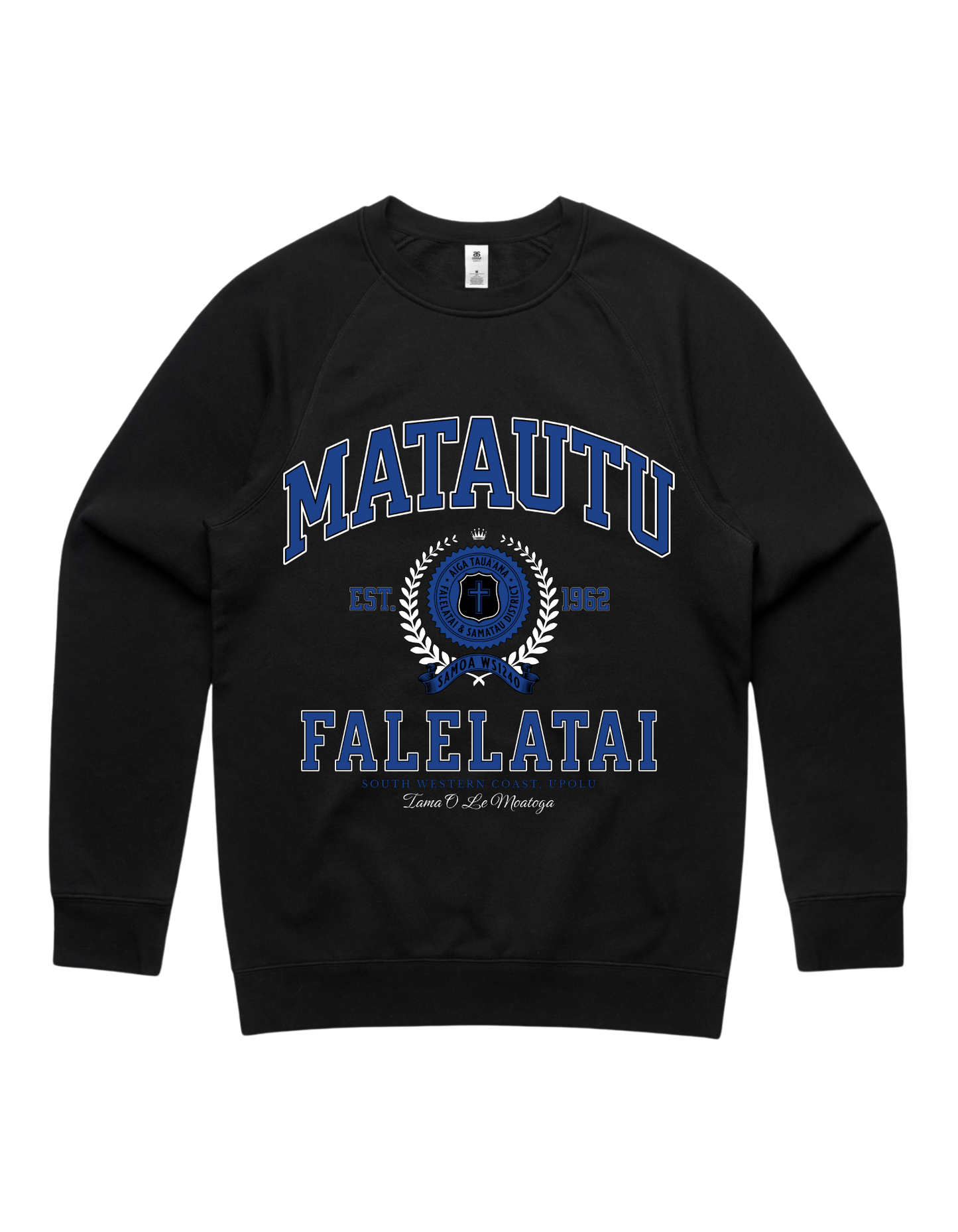 Matautu Falelatai Varsity Crewneck 5100 - AS Colour - Mid Blue Print