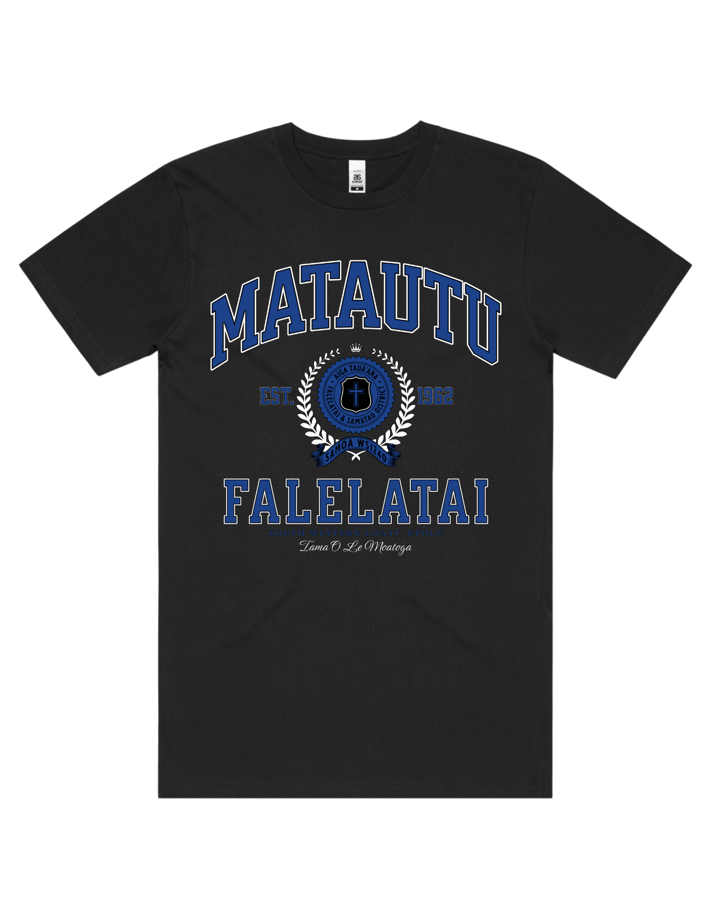 Matautu Falelatai Varsity Tee 5050 - AS Colour - Mid Blue Print