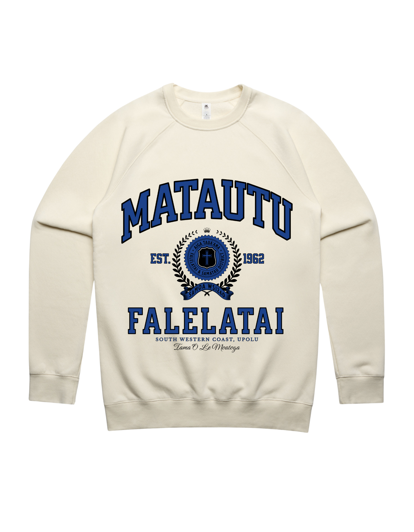 Matautu Falelatai Varsity Crewneck 5100 - AS Colour - Mid Blue Print