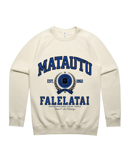 Matautu Falelatai Varsity Crewneck 5100 - AS Colour - Mid Blue Print