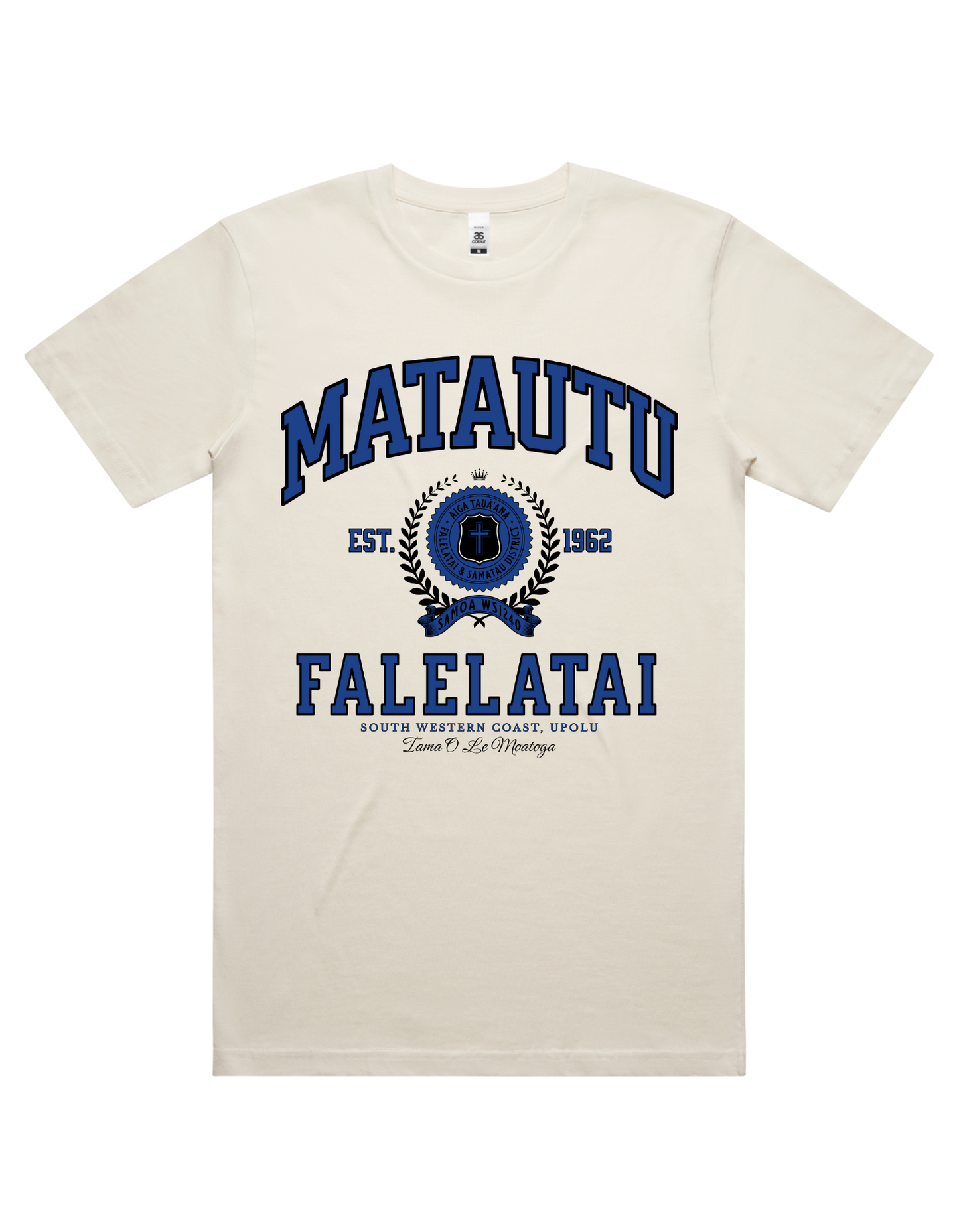 Matautu Falelatai Varsity Tee 5050 - AS Colour - Mid Blue Print