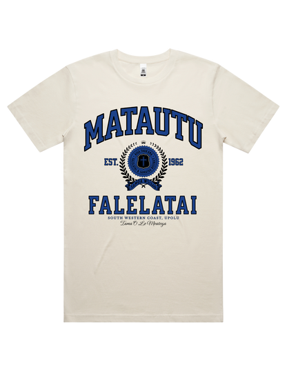 Matautu Falelatai Varsity Tee 5050 - AS Colour - Mid Blue Print