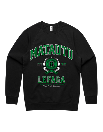 Matautu Lefaga Varsity Crewneck 5100 - AS Colour - Green Print