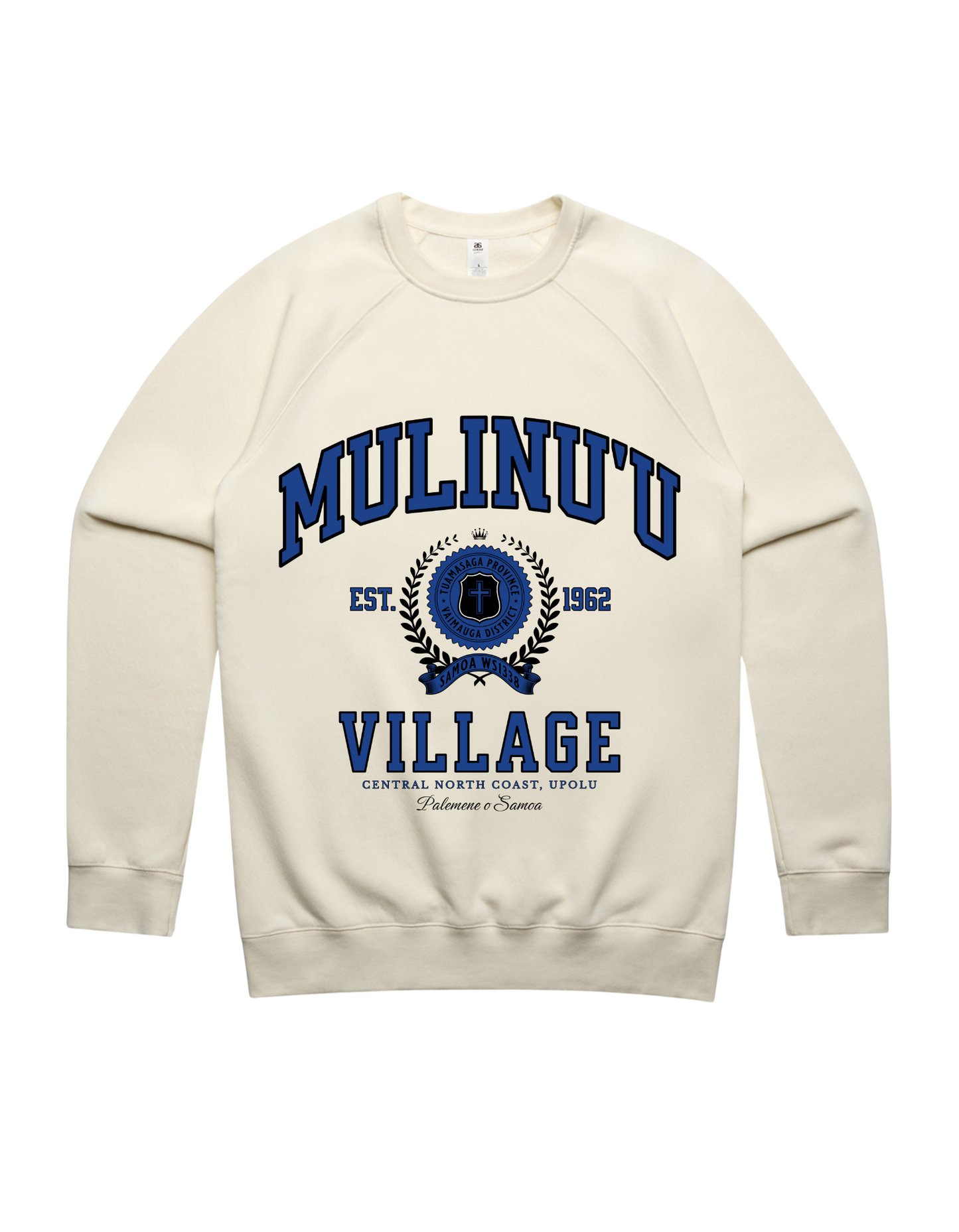 Mulinu'u Varsity Crewneck 5100 - AS Colour - Mid Blue Print