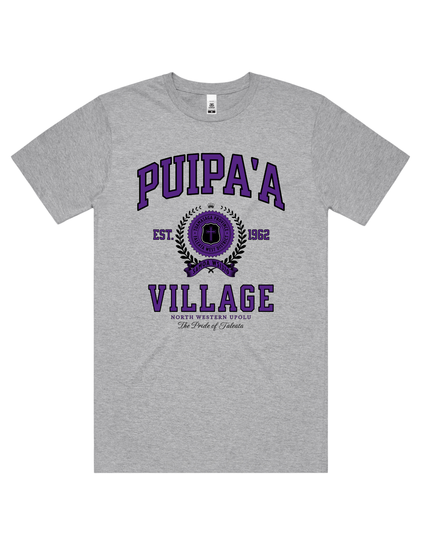 Puipa'a Varsity Tee 5050 - AS Colour - Purple Print