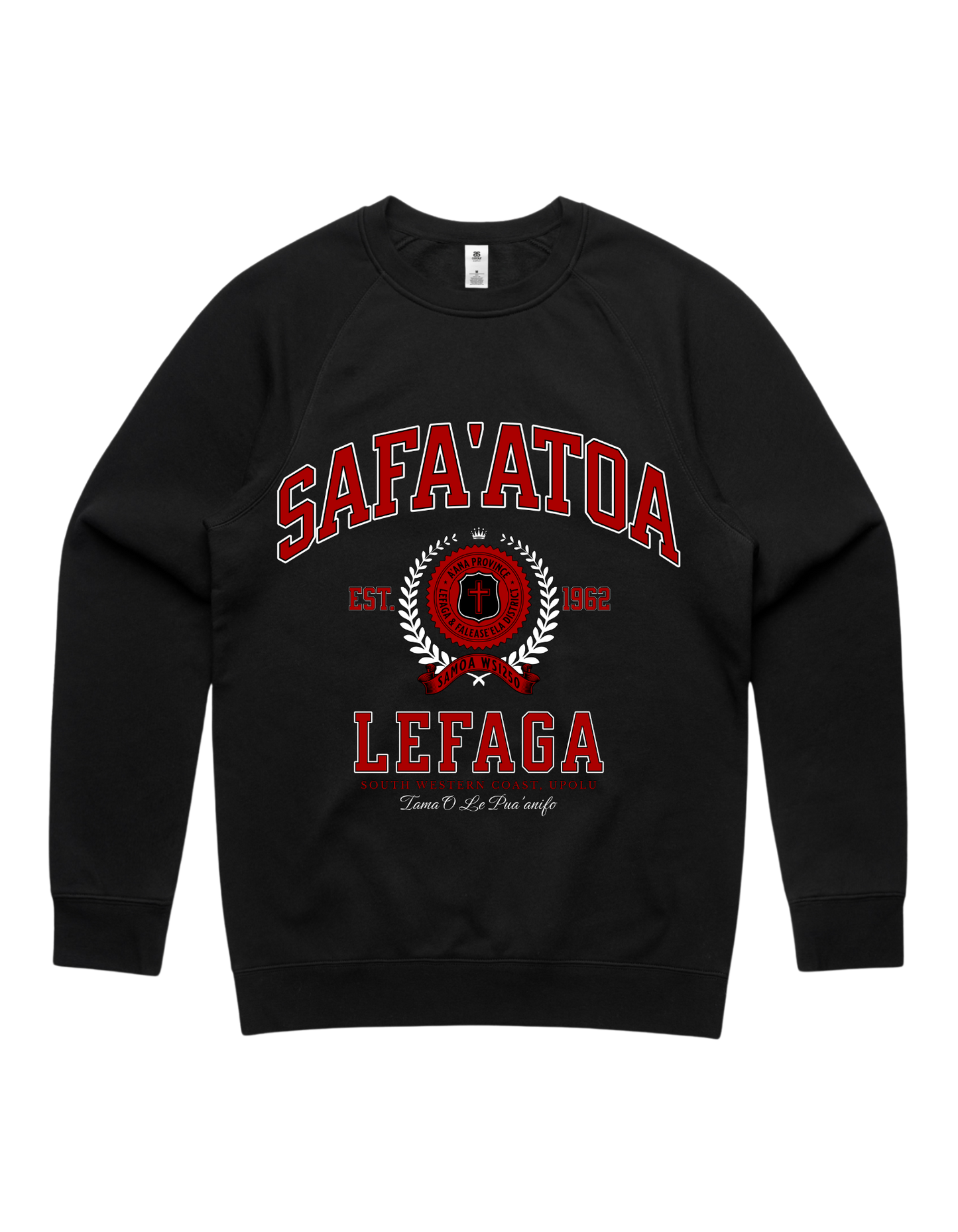 Safa'atoa Lefaga Varsity Crewneck 5100 - AS Colour - Red Print