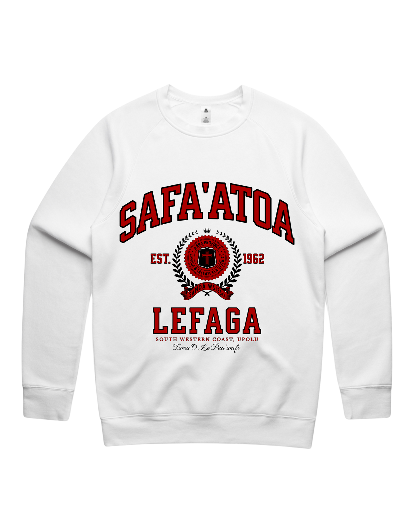 Safa'atoa Lefaga Varsity Crewneck 5100 - AS Colour - Red Print