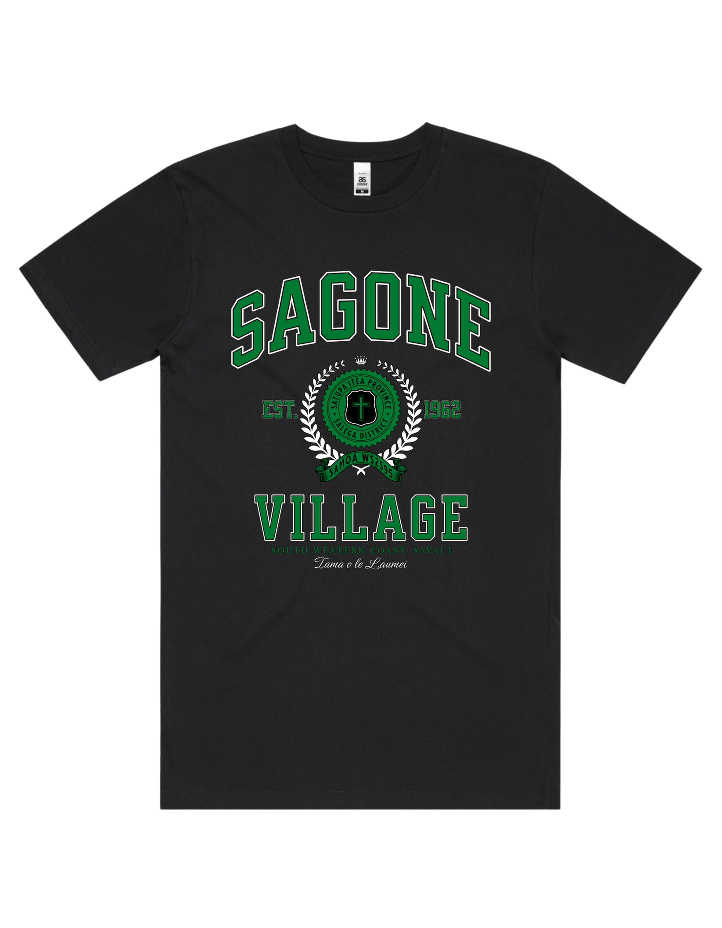 Sagone Varsity Tee 5050 - AS Colour - Green Print