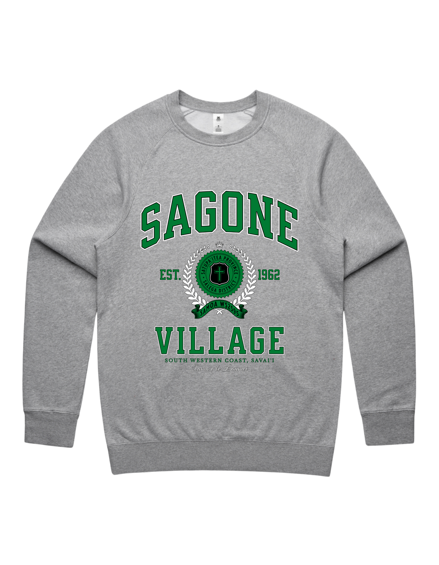 Sagone Varsity Crewneck 5100 - AS Colour - Green Print