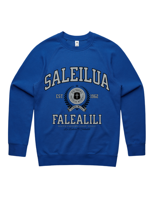 Saleilua Falealili Varsity Crewneck 5100 - AS Colour - Silver Print