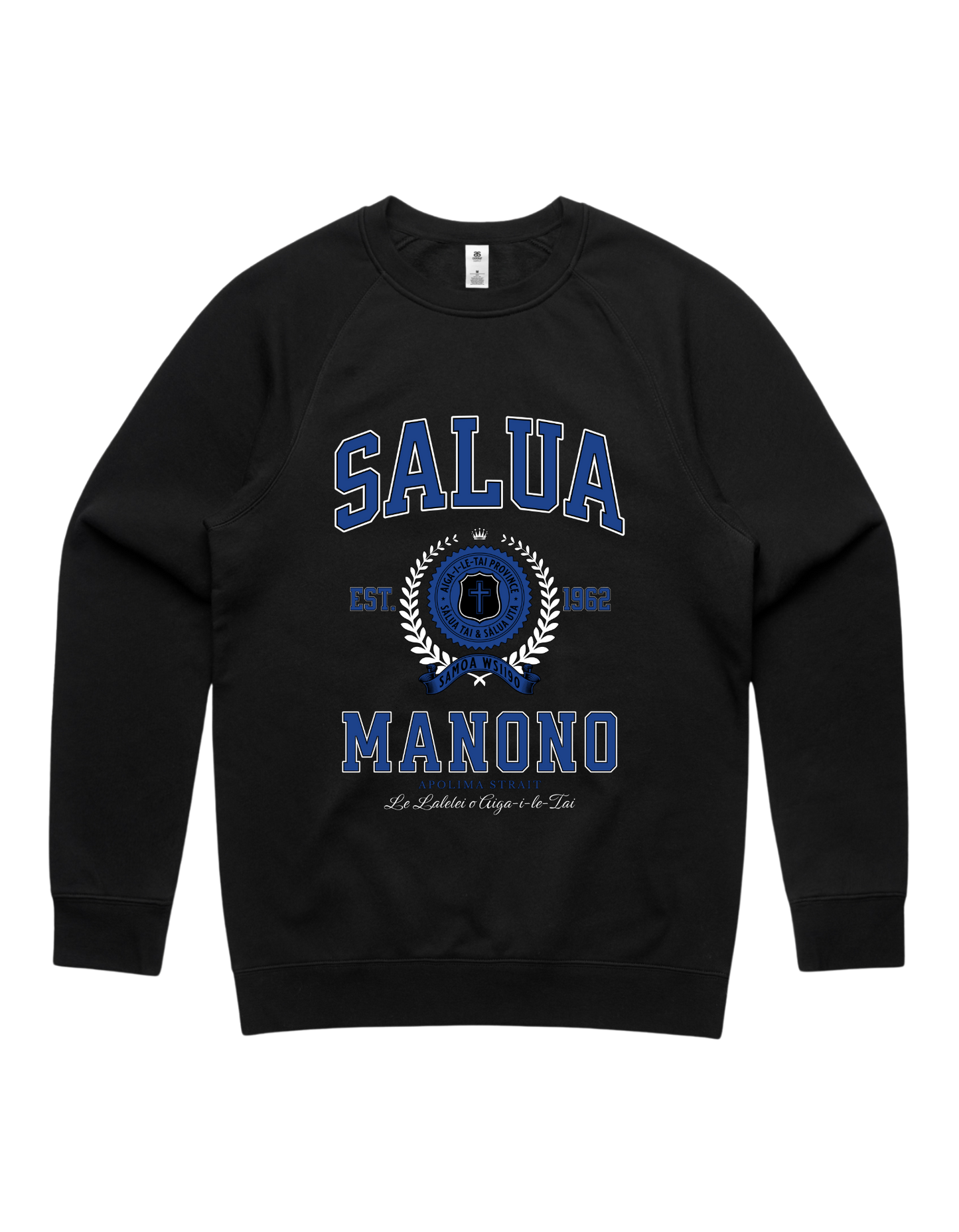 Salua Manono Varsity Crewneck 5100 - AS Colour - Mid Blue Print