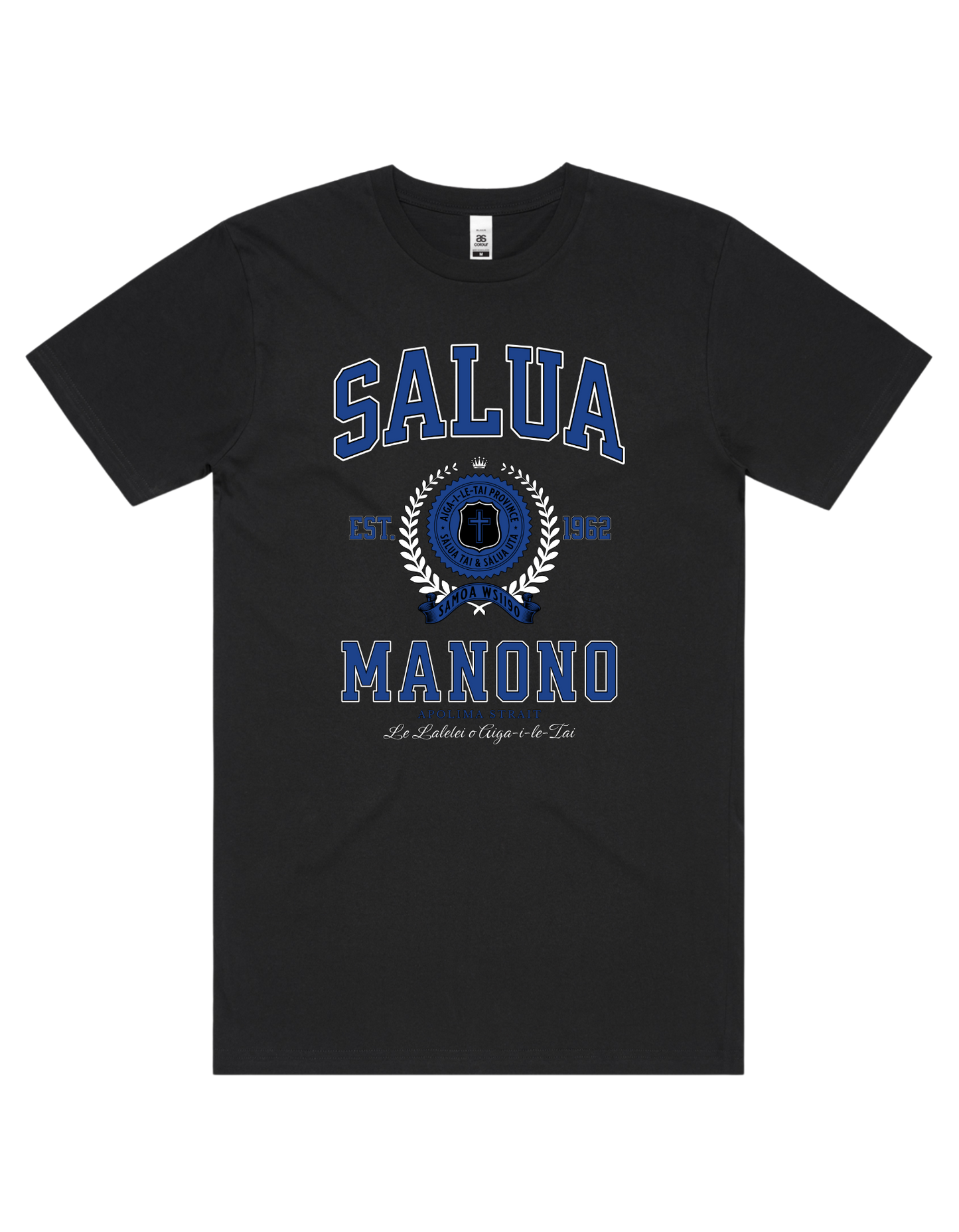 Salua Manono Varsity Tee 5050 - AS Colour - Mid Blue Print