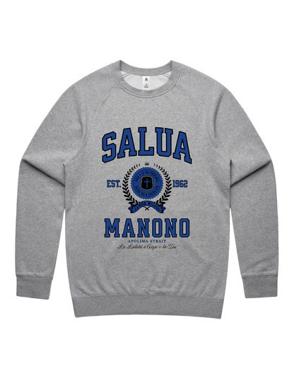 Salua Manono Varsity Crewneck 5100 - AS Colour - Mid Blue Print