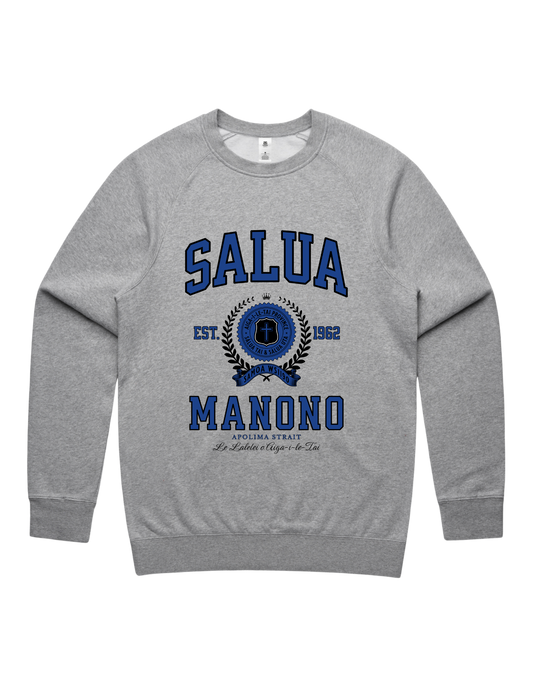 Salua Manono Varsity Crewneck 5100 - AS Colour - Mid Blue Print