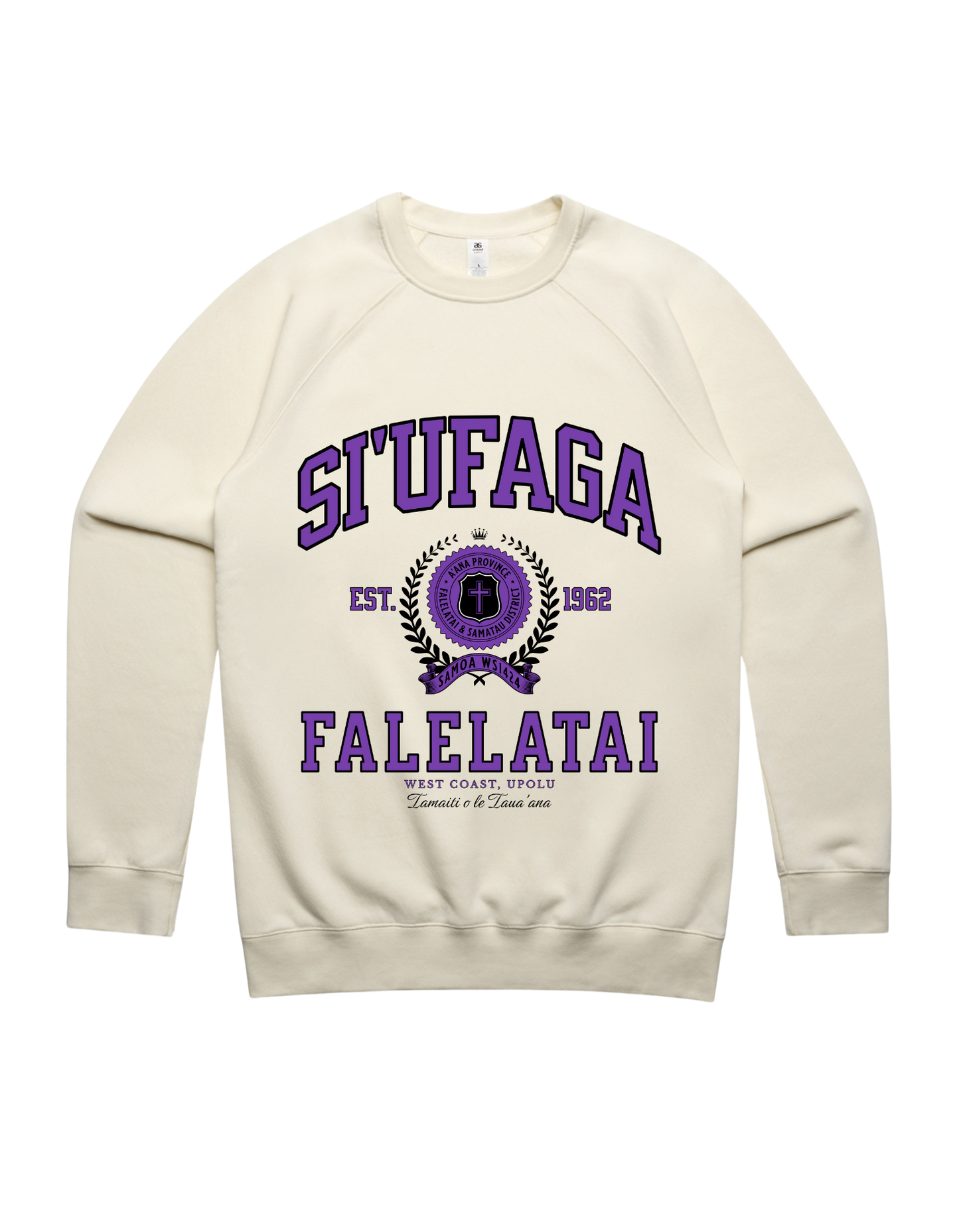 Siufaga Falelatai Varsity Crewneck 5100 - AS Colour - Purple Print