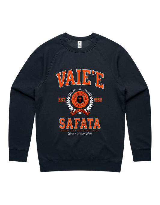 Vaie'e Safata Varsity Crewneck 5100 - AS Colour - Orange Print