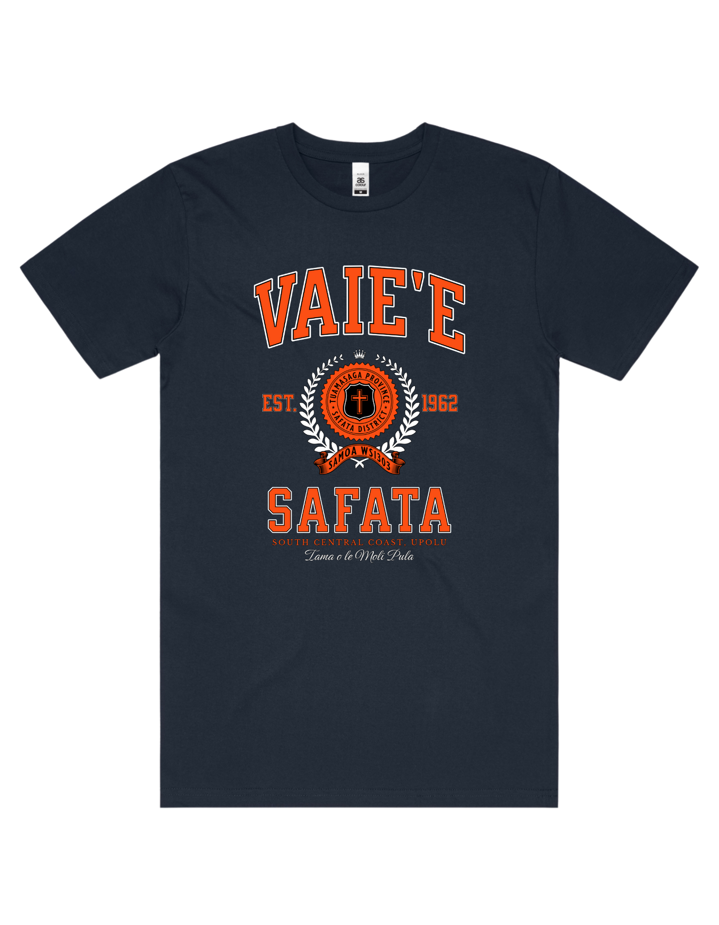 Vaie'e Safata Varsity Tee 5050 - AS Colour - Orange Print