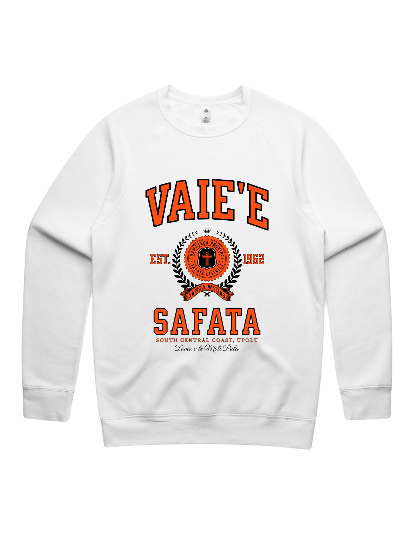 Vaie'e Safata Varsity Crewneck 5100 - AS Colour - Orange Print