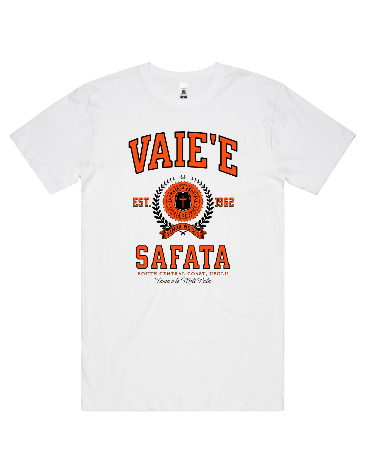 Vaie'e Safata Varsity Tee 5050 - AS Colour - Orange Print