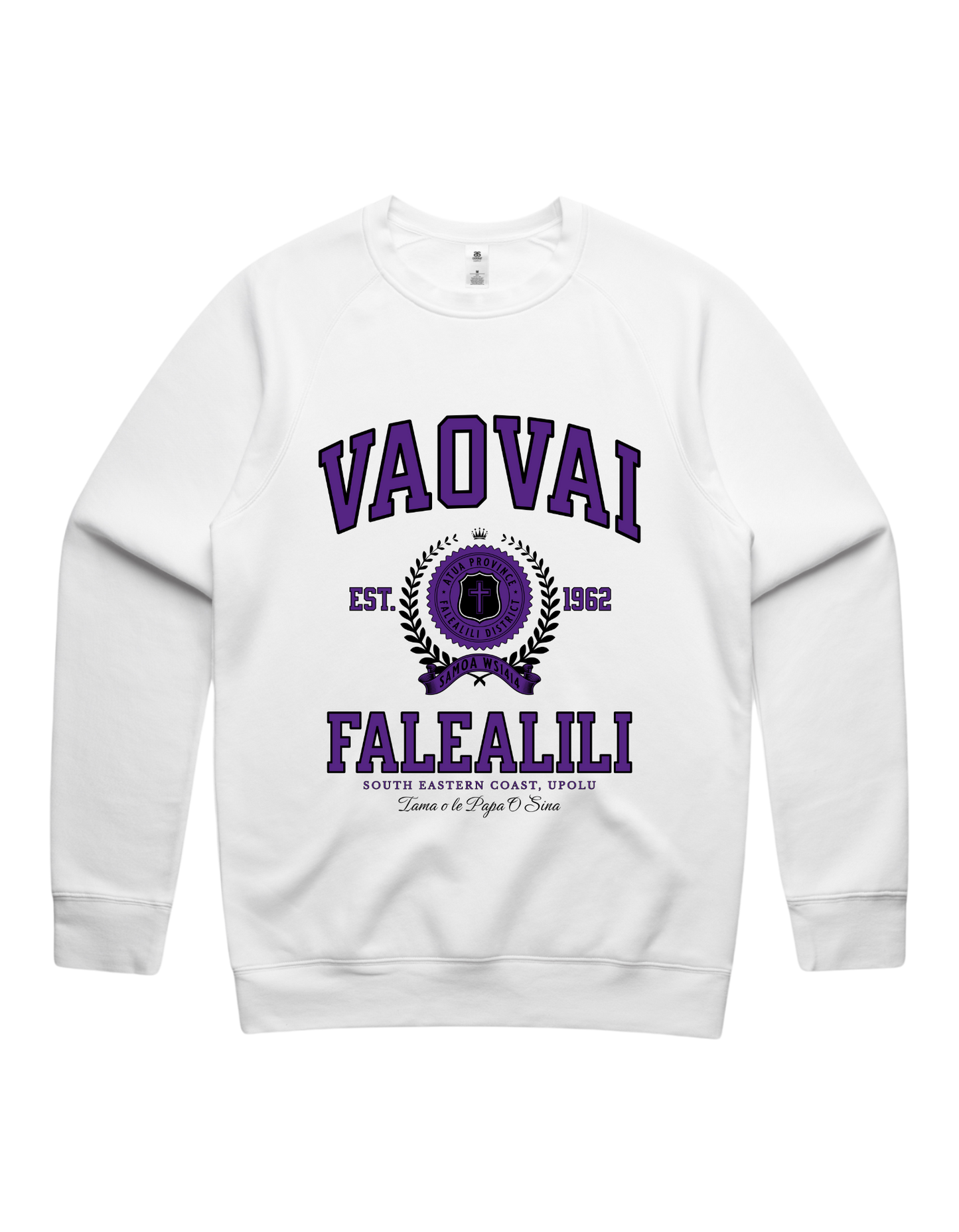 Vaovai Falealili Varsity Crewneck 5100 - AS Colour - Purple Print